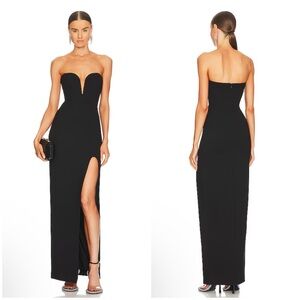 NICHOLAS Tena Deep V Sweetheart Strapless Gown in Black Size 2